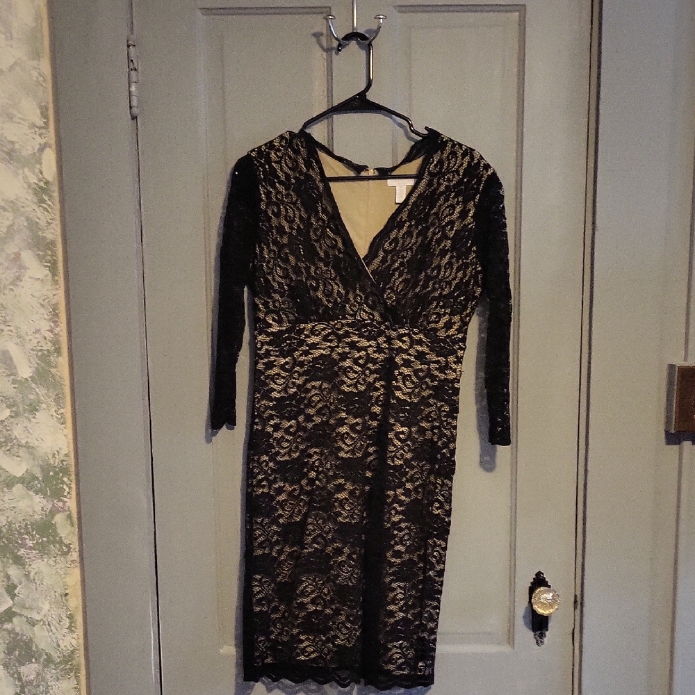 Charter Club Elegant Black and Cream Lace Dress
